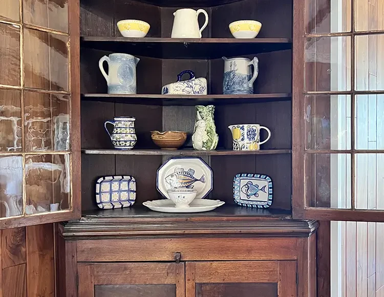 Custom hardwood shelving styled by Hayden Home Studio, Charlotte interior design