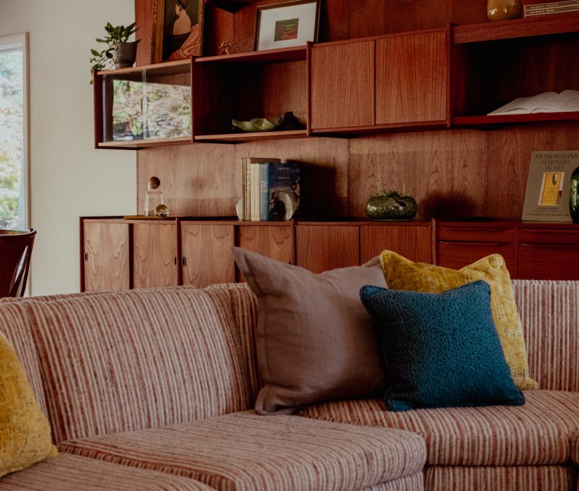 Warm Sofa in living room done by Hayden Home Studio in Charlotte